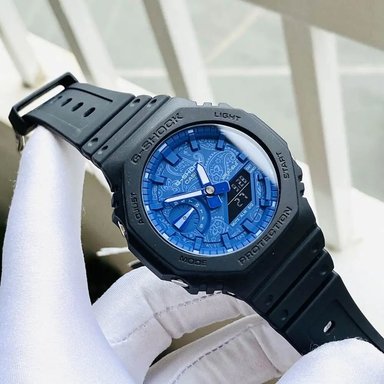 RELOJ CASIO G-SHOCK CARBON CORE GA2100BP-1A PARA HOMBRE DIGITAL ANALÓGICO LUZ LED RESINA NEGRO DIAL AZUL - 4
