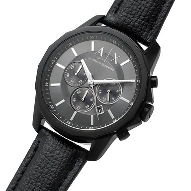 RELOJ HOMBRE ANÁLOGO ARMANI EXCHANGE OUTERBANKS AX1724 FECHA CRONÓMETRO CORREA CUERO NEGRO DIAL GRIS - 2