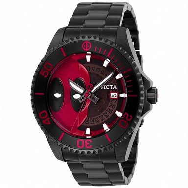 RELOJ INVICTA MARVEL DEADPOOL 27153 AUTOMÁTICO EDICION LIMITADA FECHA ACERO INOXIDABLE NEGRO ROJO - 1
