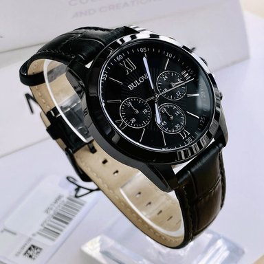 RELOJ BULOVA 98A152 CRONÓMETRO ACERO INOXIDABLE CORREA DE CUERO DIAL NEGRO - 3