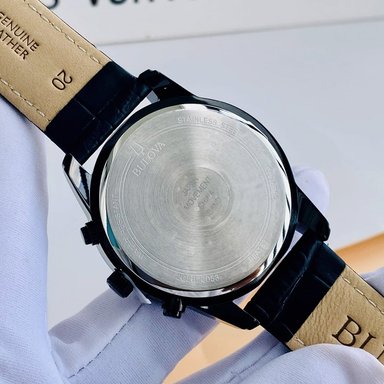 RELOJ BULOVA 98A152 CRONÓMETRO ACERO INOXIDABLE CORREA DE CUERO DIAL NEGRO - 7