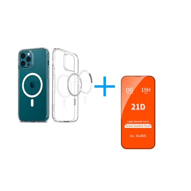 FUNDA CLEAR CASE CON MAGSAFE TRANSPARENTE + VIDRIO TEMPLADO PARA IPHONE 15 PRO - 1