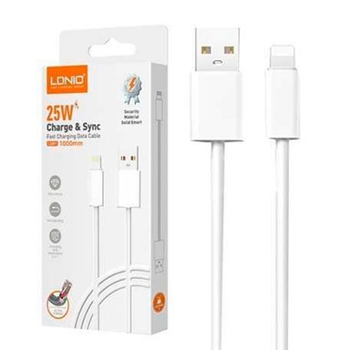 CABLE DE CARGA 2M LIGHTNING PARA IPHONE 25W LDNIO LS892 BLANCO - 1