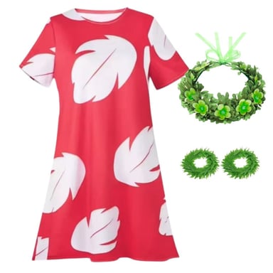 VESTIDO LILO STITCH + CORONA FLORES DISFRAZ IMPORTADO - TALLAS 4 HASTA 16 - 2