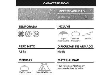 CARPA 10 PERSONAS CAMPING OUTDOOR GRIS - 6