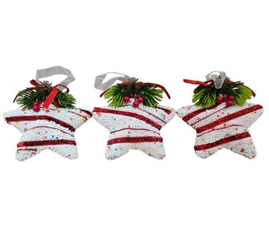 ADORNO NAVIDEÑO CON PINCHOS ESTRELLAS ROJAS Y BLANCAS 11 CM X 2 UND - 3