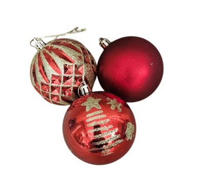 PACK 24 BAMBALINAS ESFERAS NAVIDEÑAS DECORACION NAVIDAD ROJO - 3