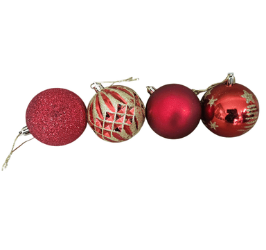PACK 24 BAMBALINAS ESFERAS NAVIDEÑAS DECORACION NAVIDAD ROJO - 4