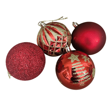 PACK 24 BAMBALINAS ESFERAS NAVIDEÑAS DECORACION NAVIDAD ROJO - 6