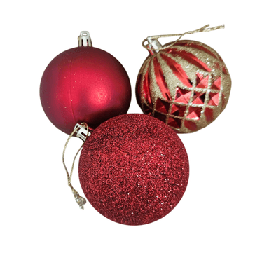 PACK 24 BAMBALINAS ESFERAS NAVIDEÑAS DECORACION NAVIDAD ROJO - 8