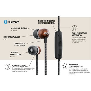 AUDÍFONOS BLUETOOTH HOUSE OF MARLEY SMILE JAMAICA 2 SIGNATURE BLACK - 5