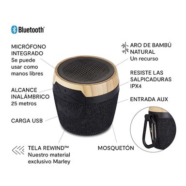 PARLANTE BLUETOOTH HOUSE OF MARLEY CHANT MINI SIGNATURE BLACK - 2