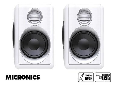 PARLANTE MICRONICS IRON WHITE MIC S314W 10 WATTS (S314W) INTERFAZ JACK 3.5 MM Y USB ENEGÍA - 1
