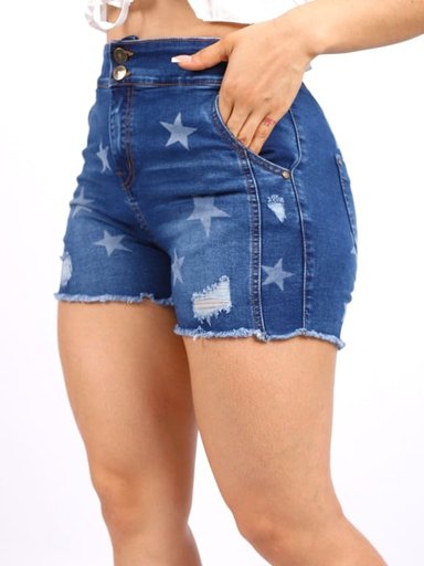 SHORT MUJER BENCUS JEANS AZUL ESTRELLAS JEAN - 1