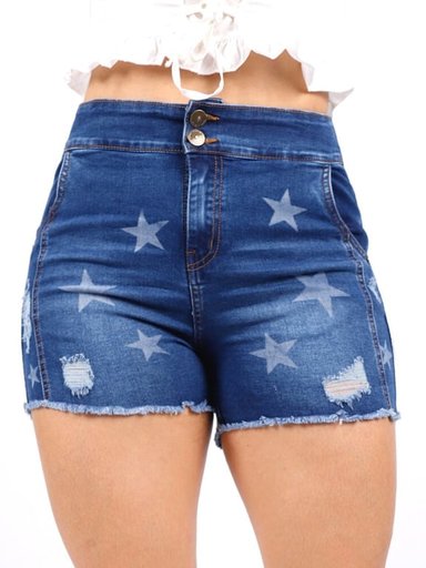 SHORT MUJER BENCUS JEANS AZUL ESTRELLAS JEAN - 3