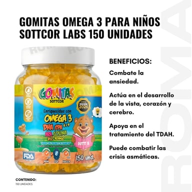PACK 3 GOMITAS OMEGA 3 NIÑOS 450 SOTTCORLABS - 2