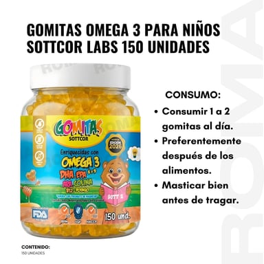 PACK 3 GOMITAS OMEGA 3 NIÑOS 450 SOTTCORLABS - 3
