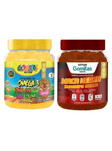 PACK 2 GOMITAS OMEGA 3 NIÑOS + GOMITAS MACA NEGRA 100 UND - 1