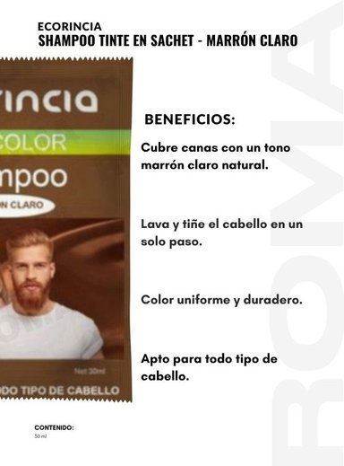 SHAMPOO TINTA EN SACHET 30ML ECORINCIA – MARRÓN CLARO - 2
