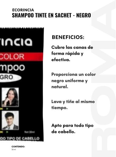 SHAMPOO TINTA EN SACHET 30ML ECORINCIA – NEGRO - 2