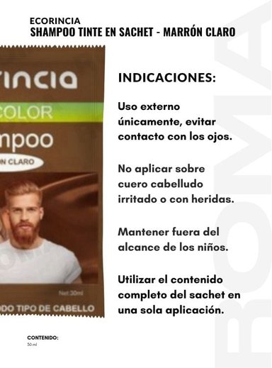 PACK 2 SHAMPOO TINTA EN SACHET 60ML ECORINCIA – MARRÓN CLARO - 3
