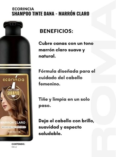 PACK 3 SHAMPOO TINTE DAMA 1500ML ECORINCIA – MARRÓN CLARO - 2