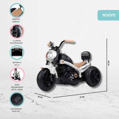 MOTO A BATERÍA PARA NIÑOS «CHOPPER» BEIGE - 4