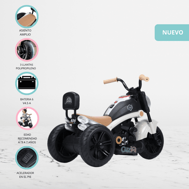 MOTO A BATERÍA PARA NIÑOS «CHOPPER» BEIGE - 6