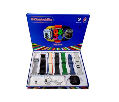 SMARTWATCH T24 NEGRO BLUETOOTH LLAMADAS FRECUENCIAS Y SUEÑO CHAMPION EDITION CON 7 CORREAS - 1
