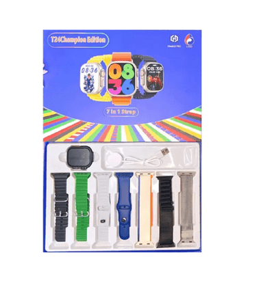 SMARTWATCH T24 NEGRO BLUETOOTH LLAMADAS FRECUENCIAS Y SUEÑO CHAMPION EDITION CON 7 CORREAS - 4