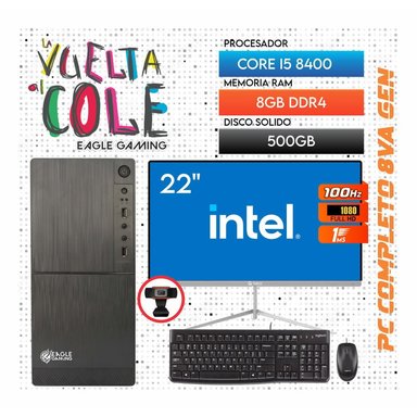 COMPUTADORA INTEL INTEL CORE I5 RAM 8GB PC CORE I5 8400 8VA GEN SSD 500GB MONITOR 22 FHD - 1