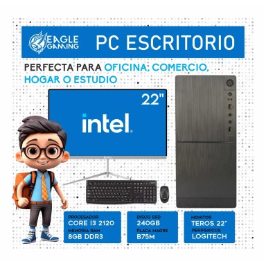 COMPUTADORA INTEL INTEL CORE I3 RAM 8GB PC CORE I3 2120 SSD 240GB MONITOR 22 FHD WEBCAM - 1