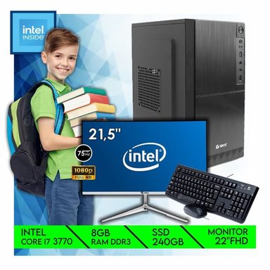COMPUTADORA INTEL RAM 8GB PC CORE I7 3770 SSD 240GB MONITOR 22 - 1