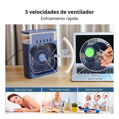 VENTILADOR ENFRIADOR HUMIDIFICADOR 3 EN 1 CON LUZ LED RGB TEMPORIZADOR - 2