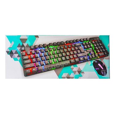 KIT TECLADO Y MOUSE GAMER NEGRO RETROILUMINADO CON LUCES LED RGB - 2