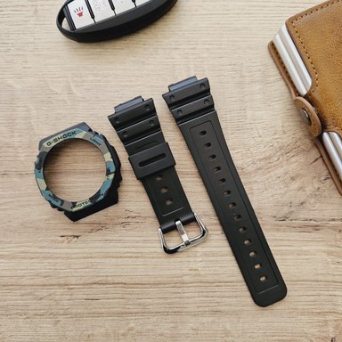 CORREA REPUESTO + BISEL PARA CASIO G-SHOCK GA-2100 - NEGRO / CAMO - 1
