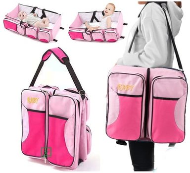 PAÑALERA CAMBIADOR PORTATIL PARA BEBE CUNA CONVERTIBLE BOLSO - 2