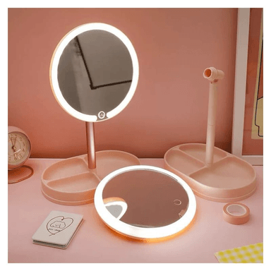 ESPEJO PARA MAQUILLAJE CON LUZ LED Y BASE ORGANIZADORA - 2