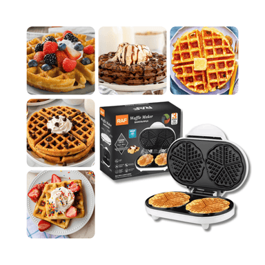 WAFFLERA ELÉCTRICA RAF 1200W DOBLE ANTIADHERENTE PARA 2 WAFFLES SIMULTÁNEOS - 1