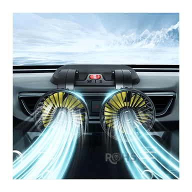 VENTILADOR DOBLE PARA AUTO CON CONECTOR 12V Y BASE AJUSTABLE - 1