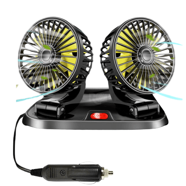VENTILADOR DOBLE PARA AUTO CON CONECTOR 12V Y BASE AJUSTABLE - 2