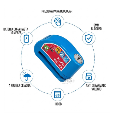 CANDADO ANTIRROBO PARA ACELERADOR DE MOTO AZUL - MÁXIMA SEGURIDAD - 2