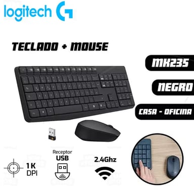 TECLADO LOGITECH MOUSE MK235 WIRELESS USB BLACK - 1