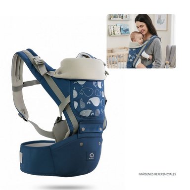CANGURO PARA BEBÉ ERGONÓMICO 3 EN 1 DISEÑO BALLENA AZUL - 1