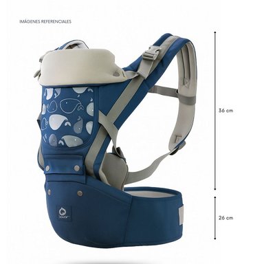 CANGURO PARA BEBÉ ERGONÓMICO 3 EN 1 DISEÑO BALLENA AZUL - 4