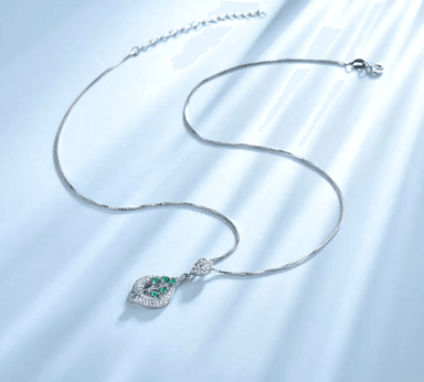 COLLAR HOJA ESMERALDA RELUCIENTE - PLATA 925 - 3