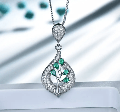 COLLAR HOJA ESMERALDA RELUCIENTE - PLATA 925 - 5