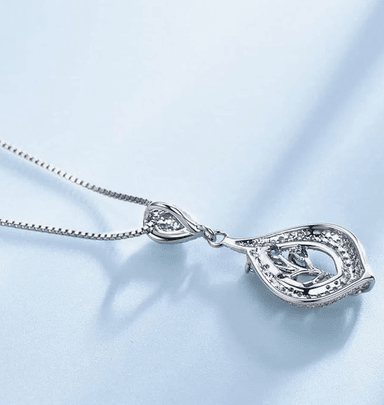 COLLAR HOJA DE CRISTAL AZUL - PLATA 925 - 2