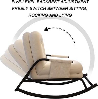 SILLA SILLÓN MECEDORA SOFÁ RECLINABLE PLEGABLE SALA TERRAZA JARDÍN CAMEL - 3