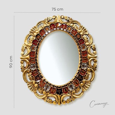 ESPEJO CUS125 BRONCE DECORATIVO OVAL ORNAMENTAL 90 X 75 CM - 1